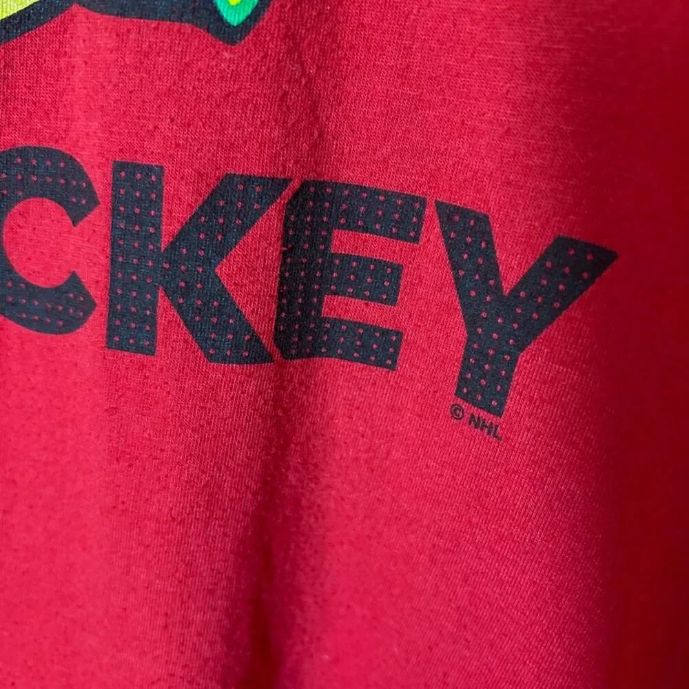 Adidas Chicago Blackhawks NHL Unisex Red Logo Performance SS T-Shirt Size 2X
